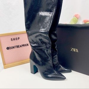 New Zara Blue Collection Snakeskin Boots (Sz: 8)